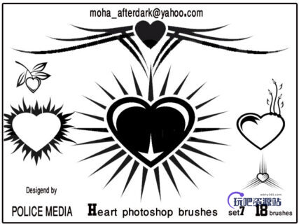 非主流爱心图案装饰Photoshop情人节心形笔刷-玩吧资源站
