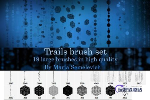 六边菱形背景组合装饰图案ps笔刷下载-玩吧资源站