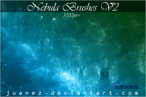 梦幻星云、浩瀚宇宙Photoshop太空背景深空宇宙笔刷-玩吧资源站