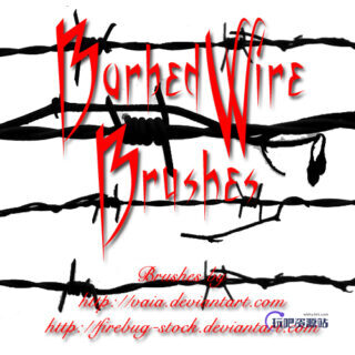 带刺的钢丝、栅栏、铁丝PS笔刷下载-玩吧资源站