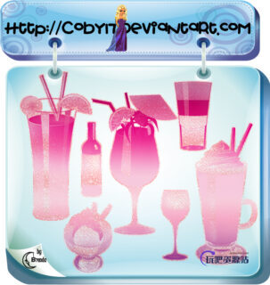 夏天饮料杯子、果汁冷饮PS美图笔刷素材-玩吧资源站
