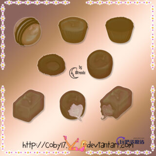 巧克力、纸杯蛋糕、甜品美食PS笔刷素材-玩吧资源站