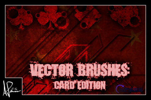 非主流梅花、方块、红桃、爱心图案PS装扮背景笔刷-玩吧资源站