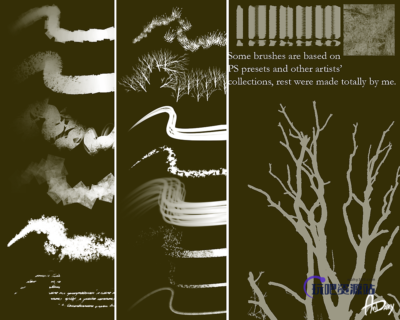 一组经典的CG绘画艺术创作PS笔刷套装素材下载-玩吧资源站