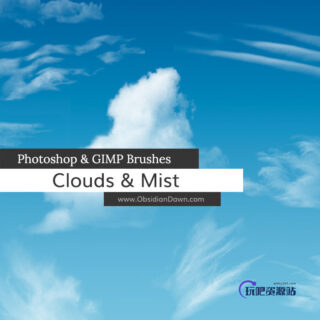 蔚来的天空白云效果、真实云层纹理PS笔刷下载-玩吧资源站