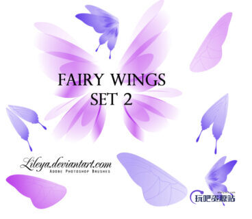 精灵仙子蝴蝶翅膀图案PS笔刷下载-玩吧资源站
