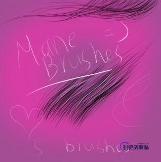 鬃毛、细腻毛发、绒毛、手绘发髻PS笔刷下载-玩吧资源站