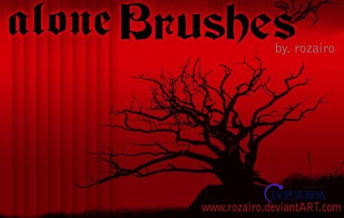 大树剪影、枯树阴影图案PS笔刷素材-玩吧资源站