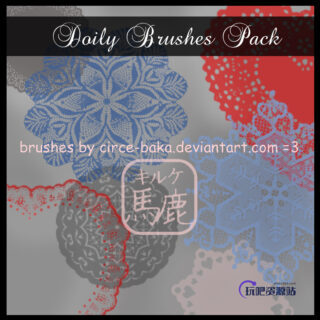 古典式刺绣式蕾丝印花图案Photoshop花纹笔刷-玩吧资源站