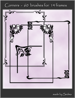 植物花纹、艺术花纹边框图形PS笔刷素材-玩吧资源站