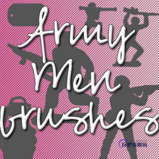 战争士兵剪影造型、轮廓造型PS笔刷下载-玩吧资源站