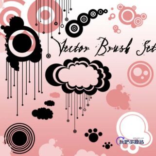 非主流时尚印花、同心圆图案PS笔刷下载-玩吧资源站