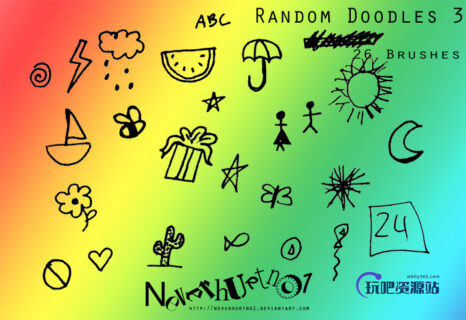 可爱的幼稚涂鸦PS美图笔刷-玩吧资源站