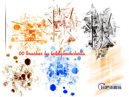 混乱垃圾纹理效果PS笔刷素材-玩吧资源站