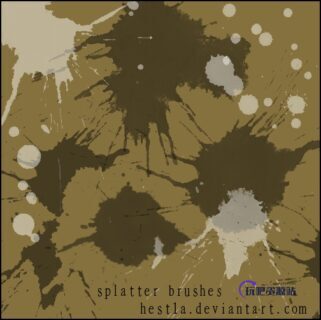油漆水墨滴溅纹理、溅射污渍效果PS笔刷下载-玩吧资源站