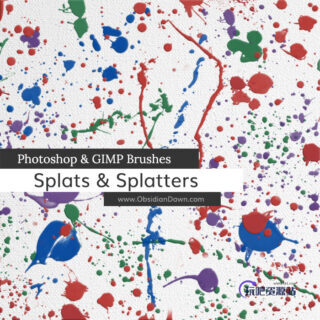 油墨、油漆混乱滴溅污渍纹理PS笔刷下载-玩吧资源站