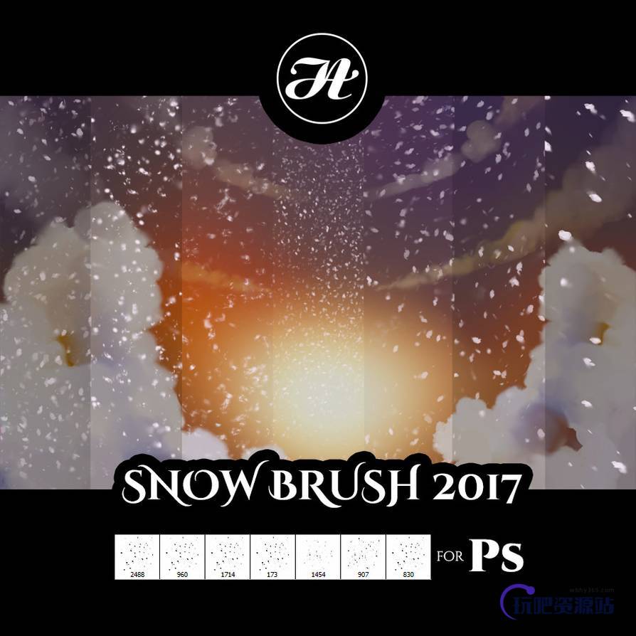 漫天雪花背景、下雪天气PS笔刷下载