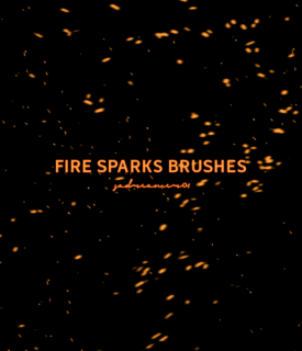 4种火花、篝火燃烧的火光效果PS笔刷下载-玩吧资源站