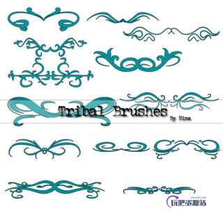 部落式植物印花图案PS笔刷下载-玩吧资源站