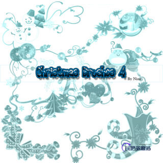 圣诞节快乐图形装扮PS美图笔刷-玩吧资源站