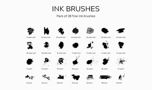 28种水墨油漆画笔笔触PS画笔笔刷-玩吧资源站