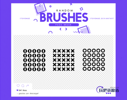 圆圈叉叉背景纹理图案PS笔刷-玩吧资源站