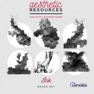 水中颜料、墨水晕染扩散效果PS笔刷-玩吧资源站