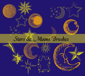 可爱的童话里的星星、月亮PS笔刷下载-玩吧资源站