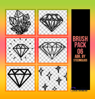 钻石、水晶矿、星星图案PS笔刷素材-玩吧资源站