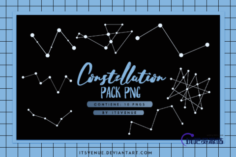 天空的星座图形PS美图笔刷(PNG素材格式)-玩吧资源站