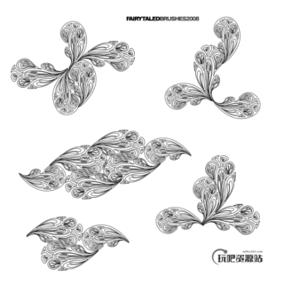 花式手描绘版佩斯利花纹印花PS笔刷素材-玩吧资源站