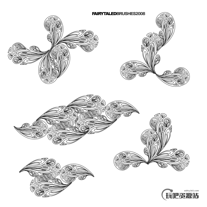 花式手描绘版佩斯利花纹印花PS笔刷素材