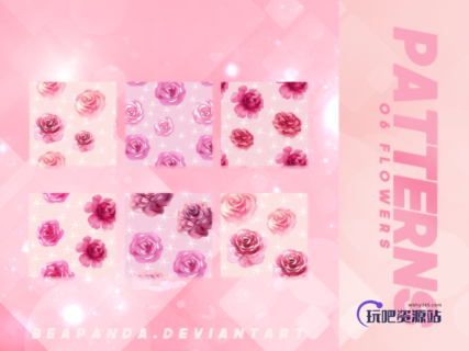 梦幻玫瑰花图案Photoshop图案底纹素材.pat-玩吧资源站