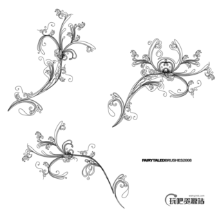 漂亮的手绘线条、线框艺术花纹PS笔刷素材-玩吧资源站