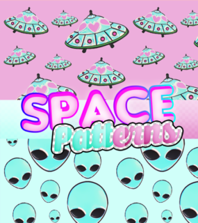 可爱外星人、外星飞碟Photoshop填充图案文件底纹素材 .pat 下载-玩吧资源站