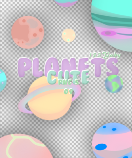 漂亮七彩卡通星球图案PS笔刷素材（PNG图片格式素材）-玩吧资源站