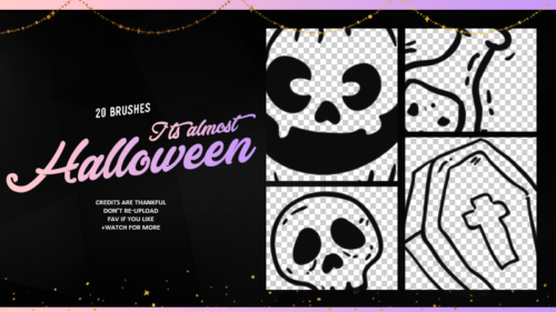 可爱涂鸦万圣节装扮PS美图笔刷素材-玩吧资源站