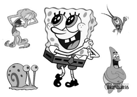 可爱海绵宝宝卡通造型PS笔刷素材-玩吧资源站