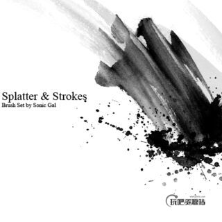 油墨滴溅、水墨痕迹效果PS高清笔刷-玩吧资源站
