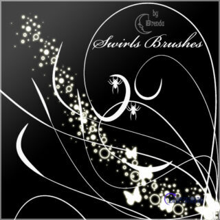 线条艺术花纹和蝴蝶图案PS笔刷下载-玩吧资源站