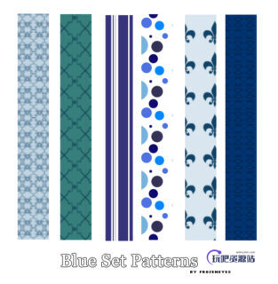 9种经典蓝色调边框填充Photoshop填充图案文件底纹素材 .pat 下载-玩吧资源站
