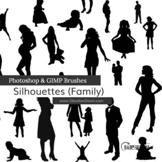 婴儿、孕妇、贵族小姐、绅士、性感女郎、小女孩、男士等PS剪影图像素材笔刷包下载-玩吧资源站