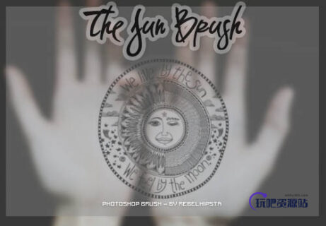 手绘太阳花纹艺术图案PS笔刷素材-玩吧资源站