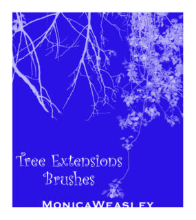 树枝、树荫剪影效果PS笔刷下载-玩吧资源站