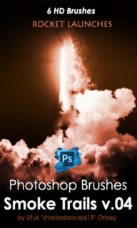 高清火箭的阴影、火箭发射状态下的烟雾效果PS笔刷素材-玩吧资源站