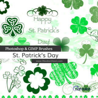 四叶草、幸运草、草叶花纹图案PS笔刷下载-玩吧资源站