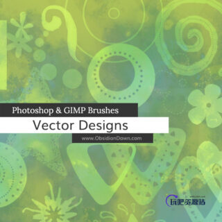 圆形、正方形、星形、心形、三角形、漩涡形、花形、括号等几何图形花纹PS笔刷-玩吧资源站