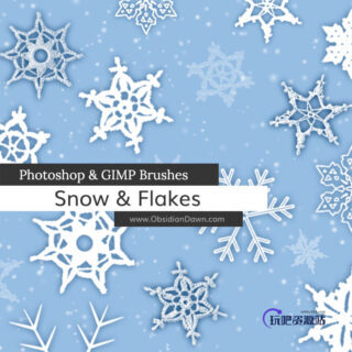 精美雪花、花纹印花图案PS笔刷下载-玩吧资源站