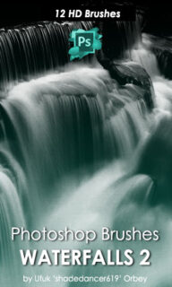 12种高清瀑布流水图案PS笔刷下载-玩吧资源站
