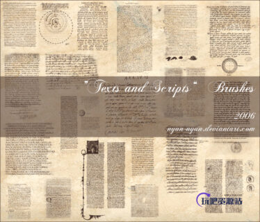 古旧的欧美文本背景装饰PS笔刷下载-玩吧资源站